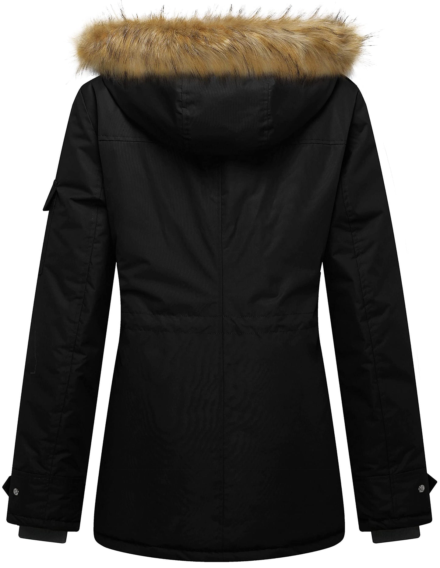 Womens matelassé Parka épaissie manteau d'hiver à capuche manteau (noir, X-Large)