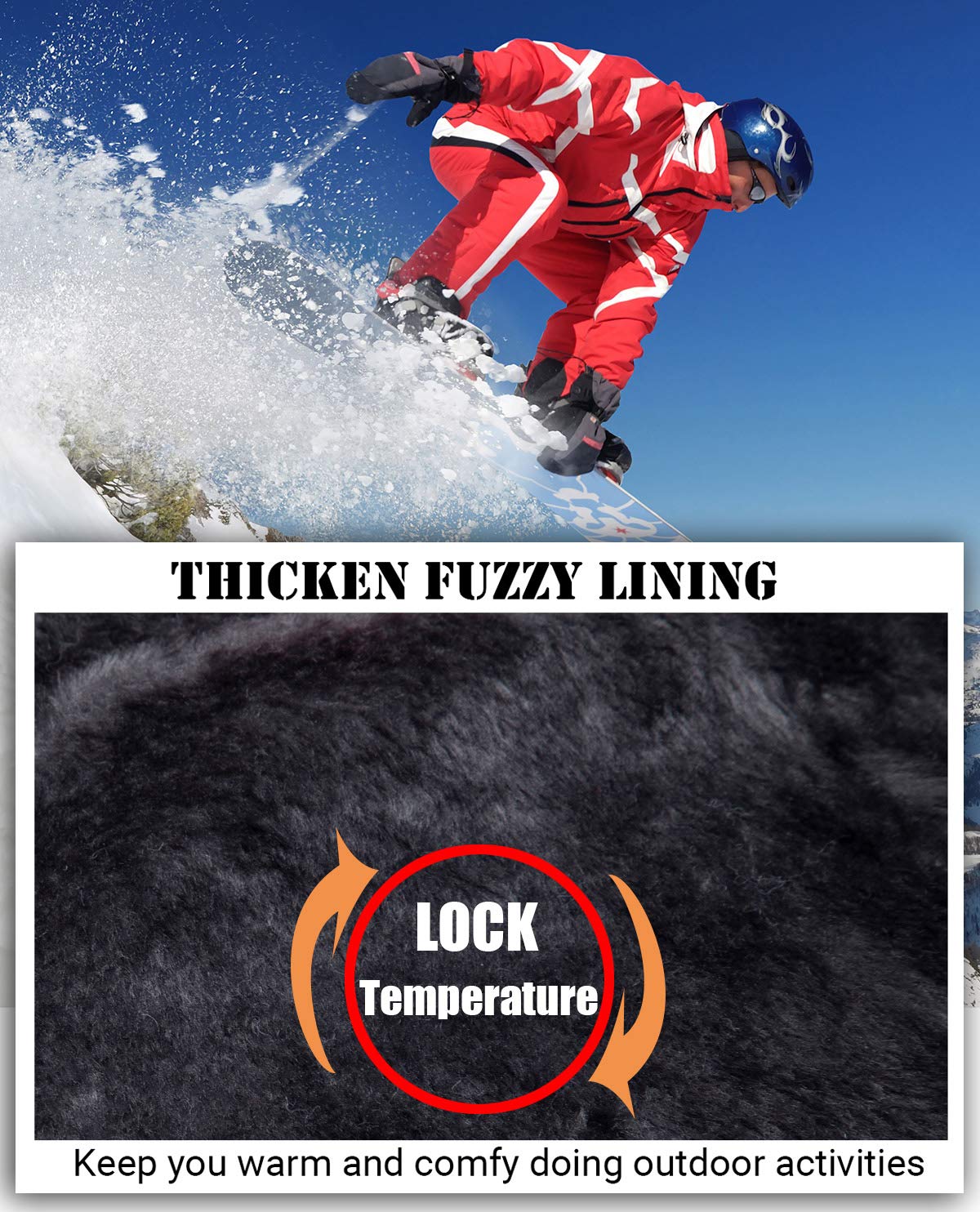 Homme Hiver Ski Pluie Chaud Polaire Imperméable En Plein Air Montagne Randonnée Coupe-Vent À Capuche Manteau De Neige, Noir, X-Large