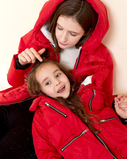Orolay Enfants À Capuche Vers Le Bas Manteau Filles Matelassé Puffer Veste Garçons Vestes D'hiver Rouge 140CM, Petit enfant