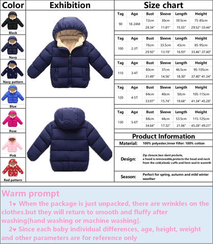 Veste en duvet à capuche pour bébés garçons filles enfants, manteau d'hiver chaud et épais 18-24M marine