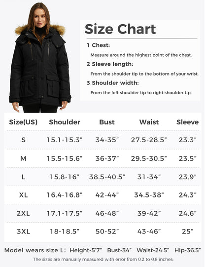 Womens matelassé Parka épaissie manteau d'hiver à capuche manteau (noir, X-Large)