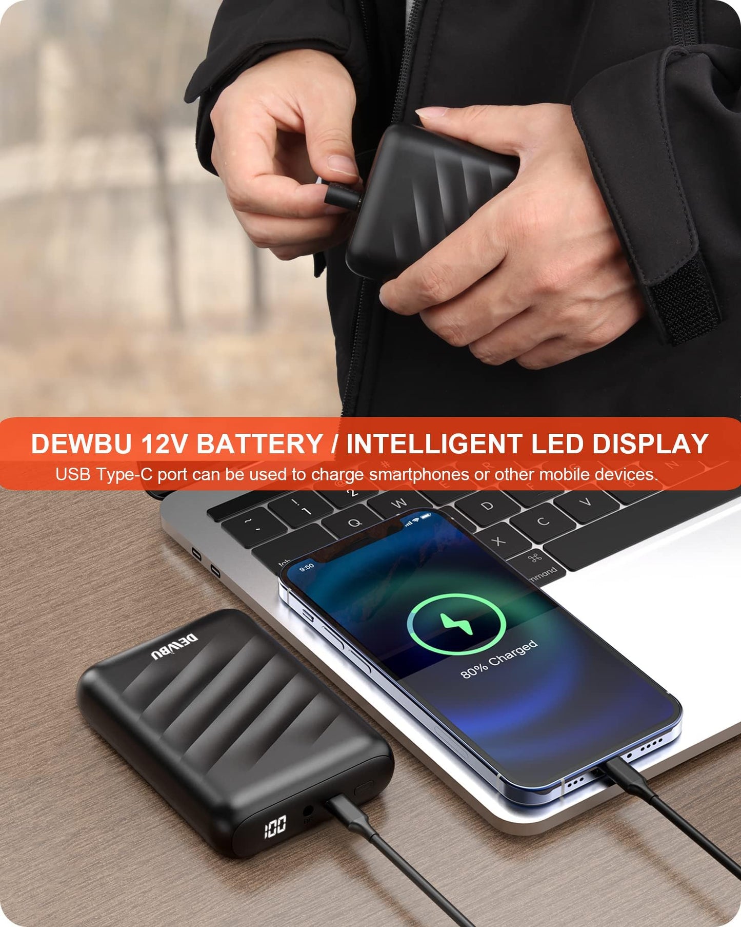 Veste chauffante pour homme avec batterie 12V, manteau chauffant électrique à coquille souple pour hiver, noir, L