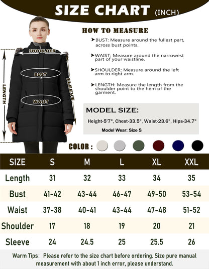 Femmes Hiver Épaissir Puffer Manteau Chaud Neige Veste avec Fourrure Amovible Capuche Noir Moyen