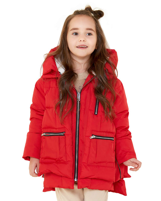 Orolay Enfants À Capuche Vers Le Bas Manteau Filles Matelassé Puffer Veste Garçons Vestes D'hiver Rouge 140CM, Petit enfant