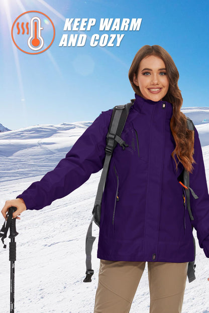 3 en 1 veste pour les femmes veste de Ski imperméable isolé manteaux d'hiver avec capuche polaire doublée veste dames veste de neige veste pourpre