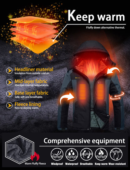 Veste de pluie coupe-vent d'hiver pour homme (noir gris, moyen)