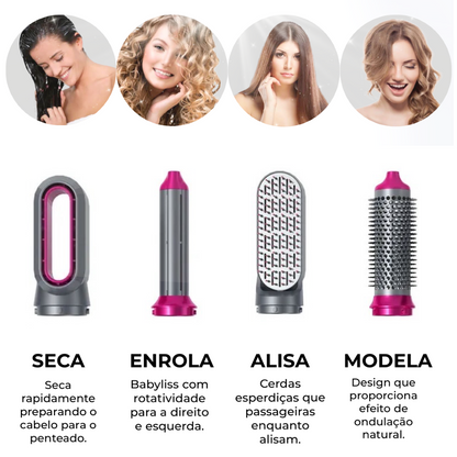 Vibely Hair - Escova 5 em 1 (Seca, Alisa, Cacheia, Modela e Ondula) - LAURA ROBERG